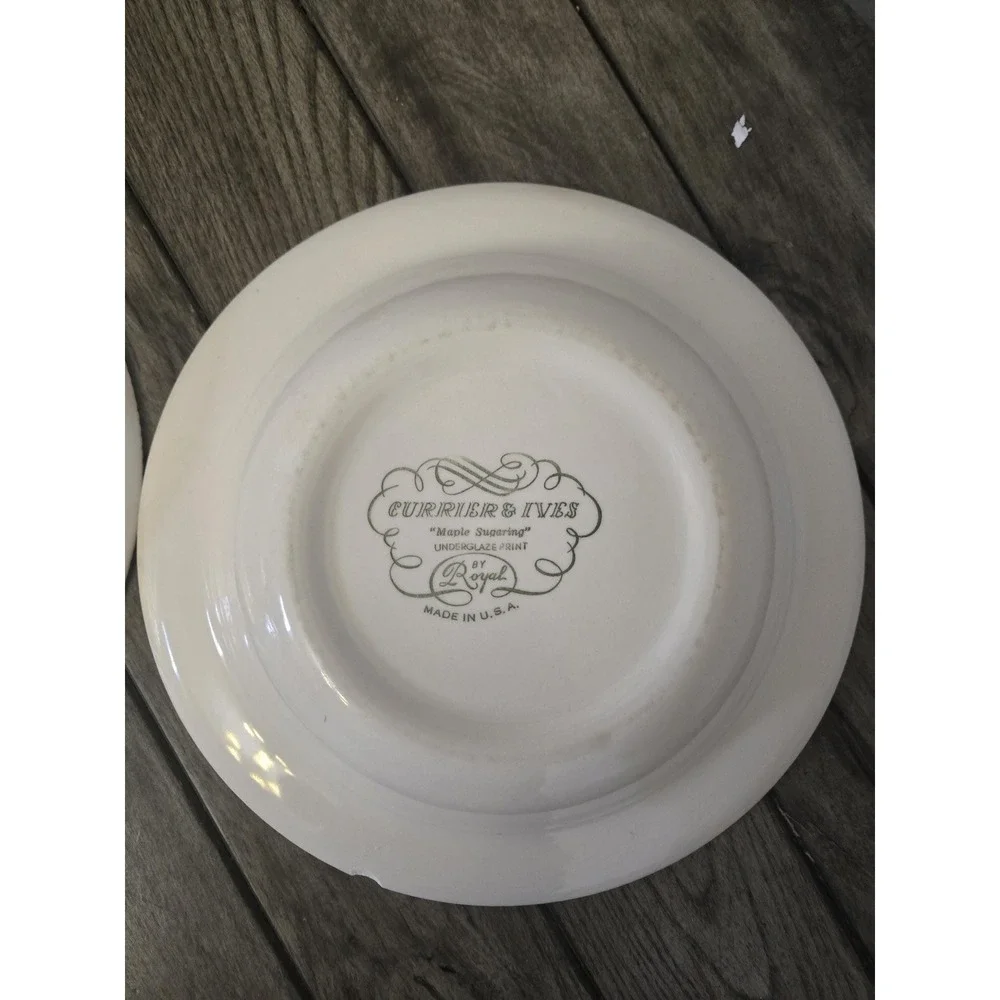 2 - Royal China Currier & Ives Blue Maple Sugaring 9-1/4